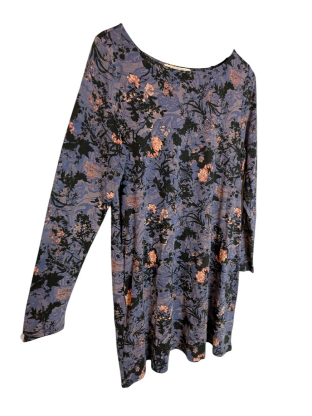 Peruvian Connection Size Large Purple Patterned Midi Dress Long Sleeves - Picture 2 of 6